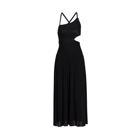 Zimmermann Ginger Cutout Midi Dress in Ribbed Black Lurex